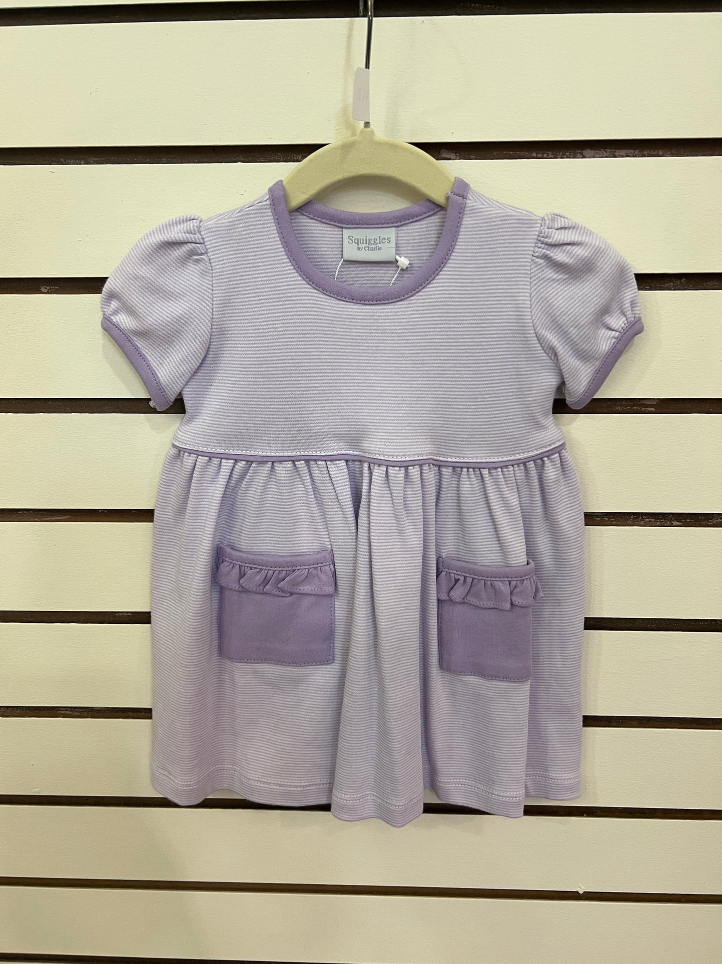 Purple Stripe Popover Pocket Dress