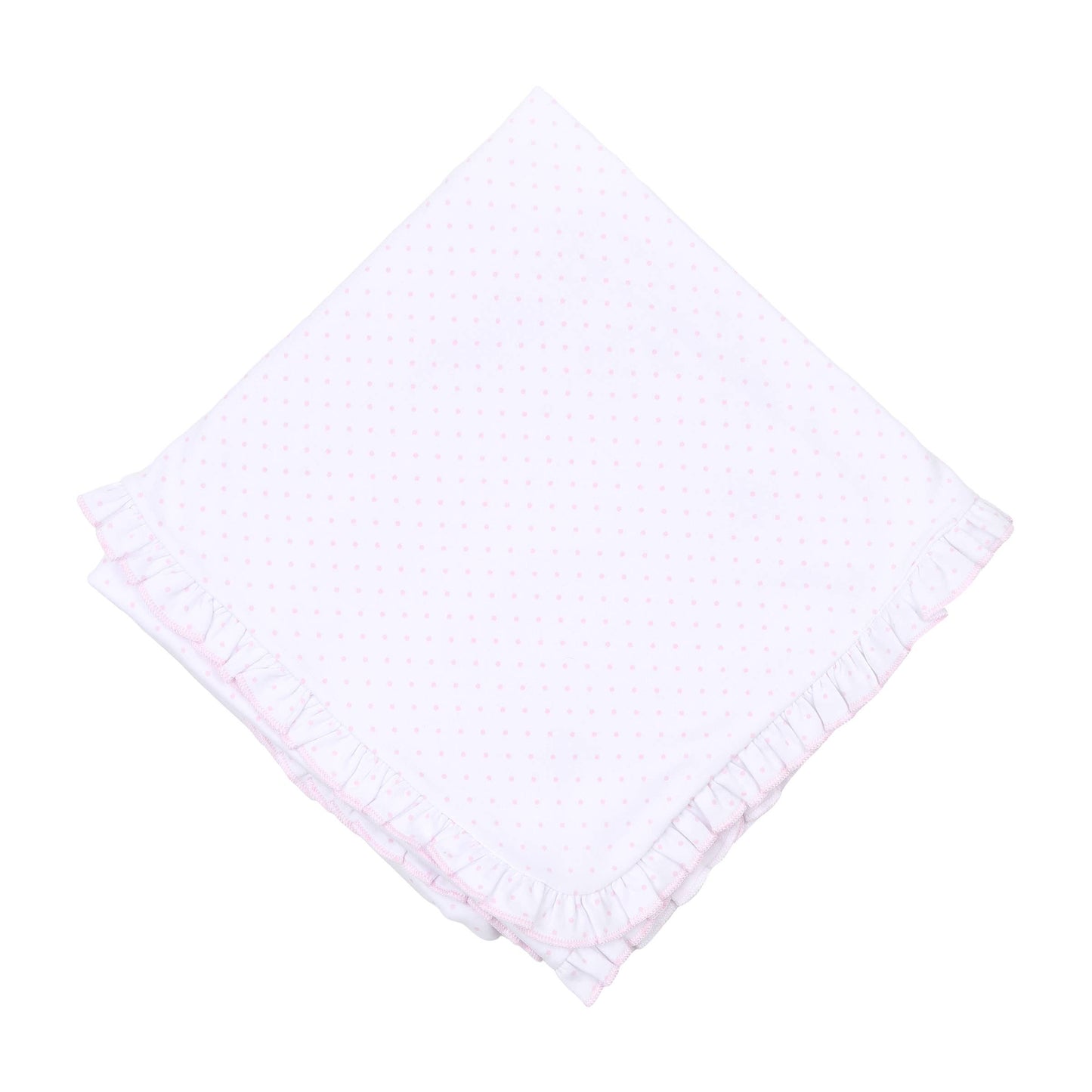 Mini Dots Ruffle Receiving Blanket - Pink