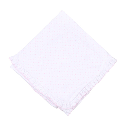 Mini Dots Ruffle Receiving Blanket - Pink