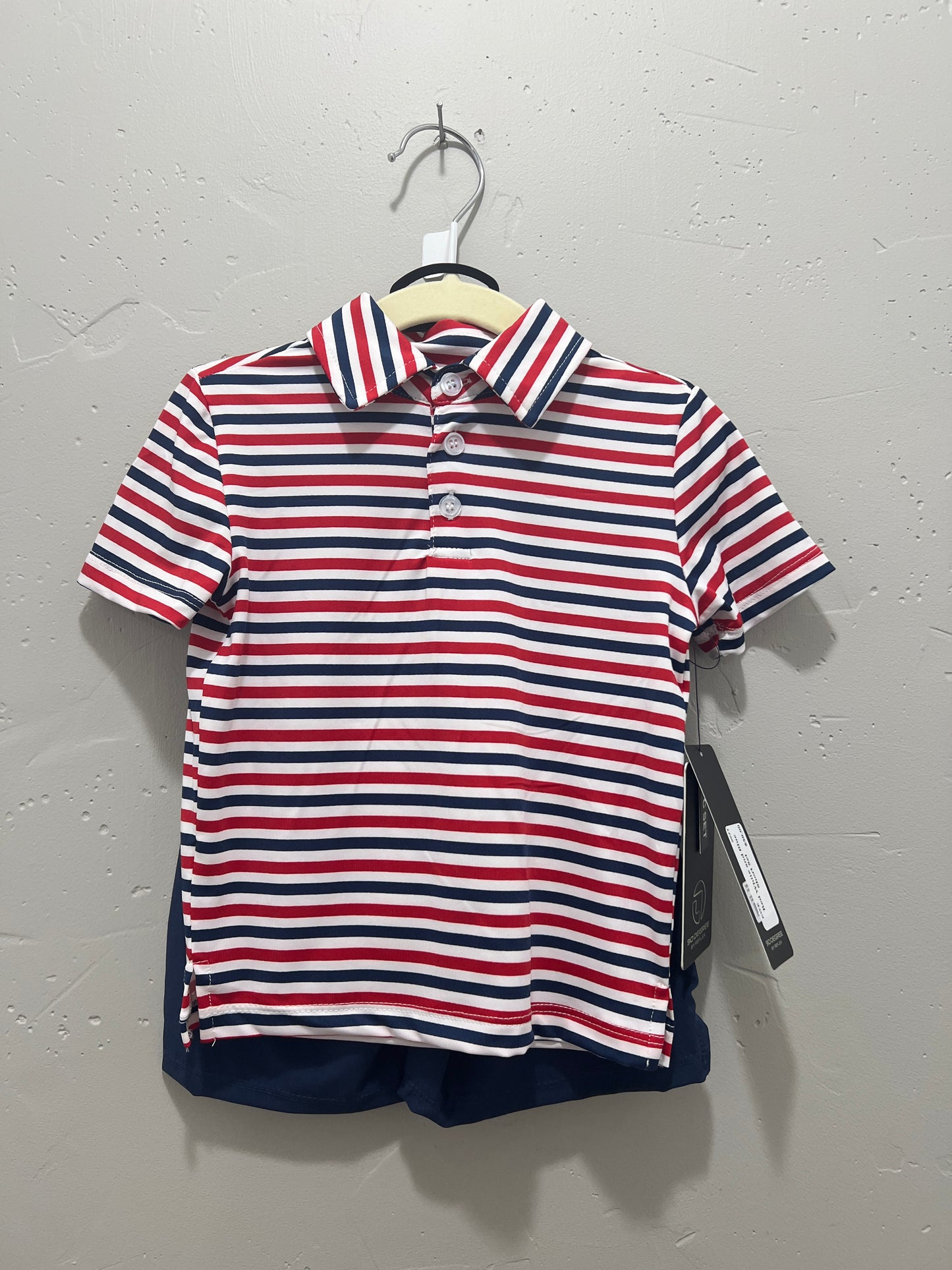 Red White and Blue Polo Short Set