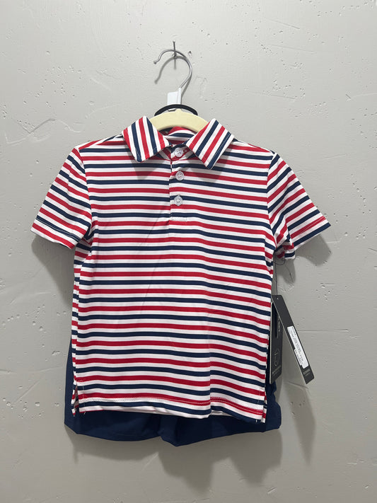 Red White and Blue Polo Short Set
