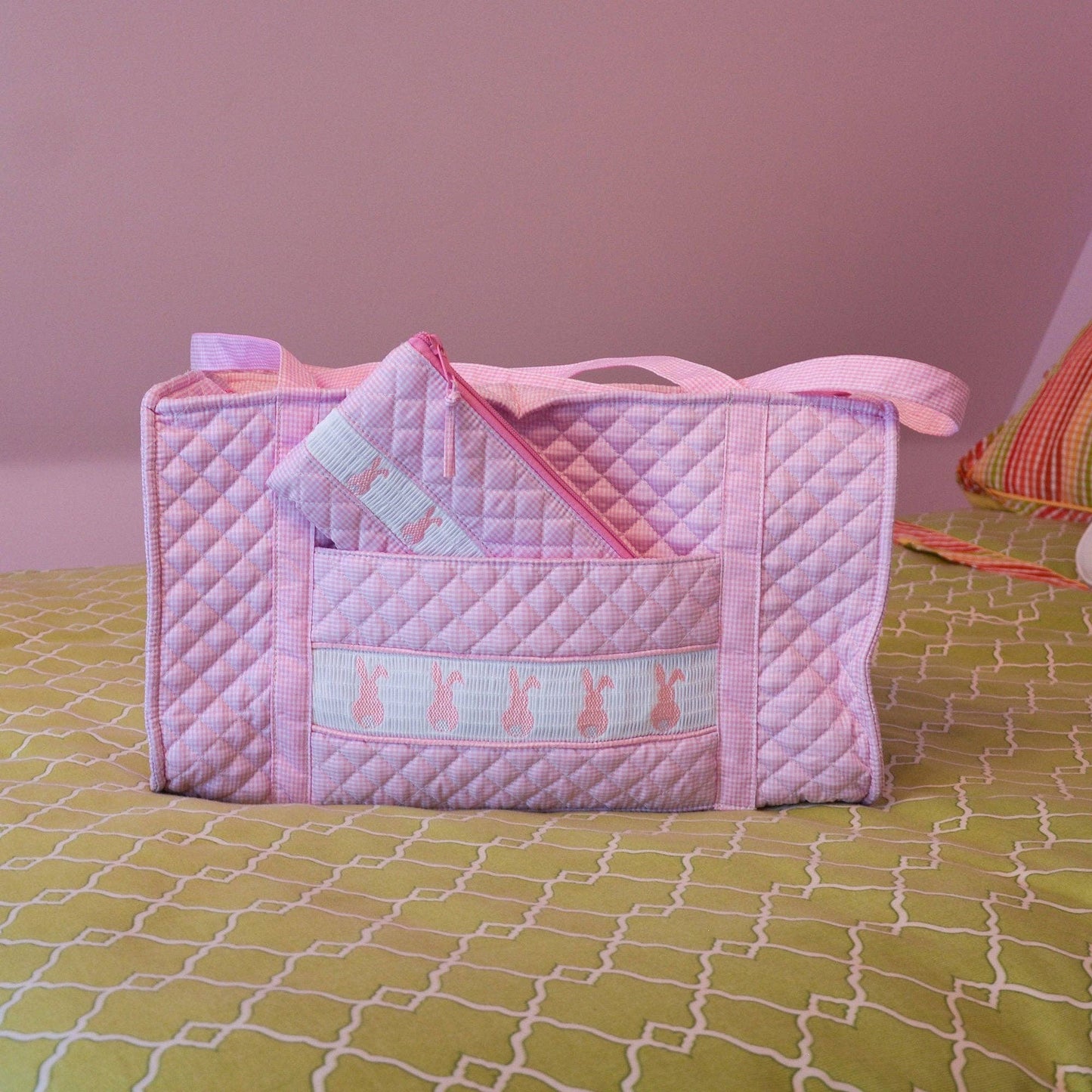 Smocked Blue Sailboat Accessory Pouch