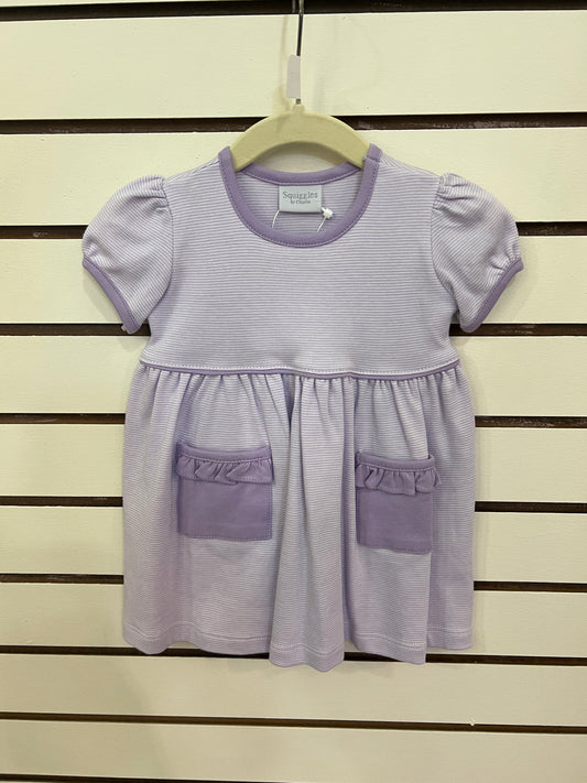 Purple Stripe Popover Pocket Dress