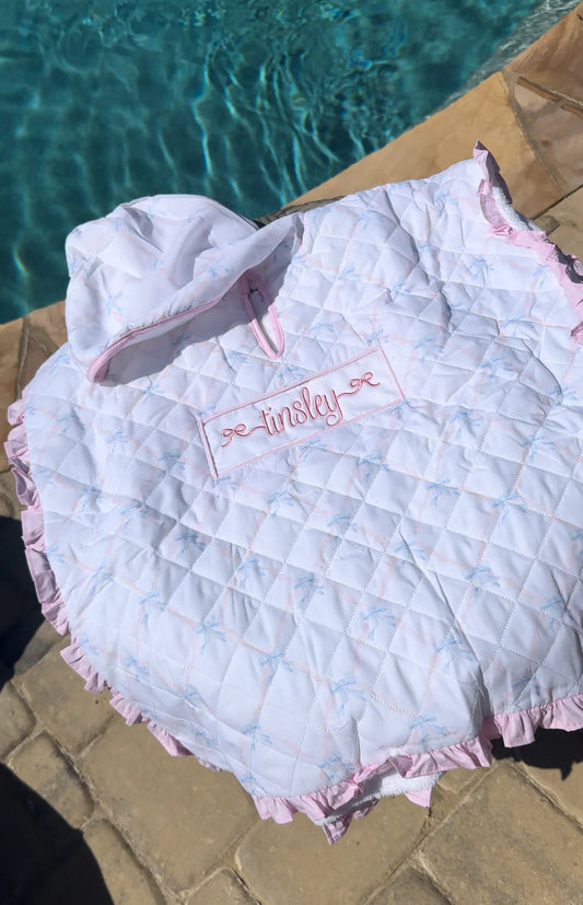 White Bow Hooded Towel