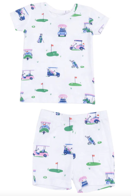 Loungwear Short Set - Vintage Golf Carts Pink