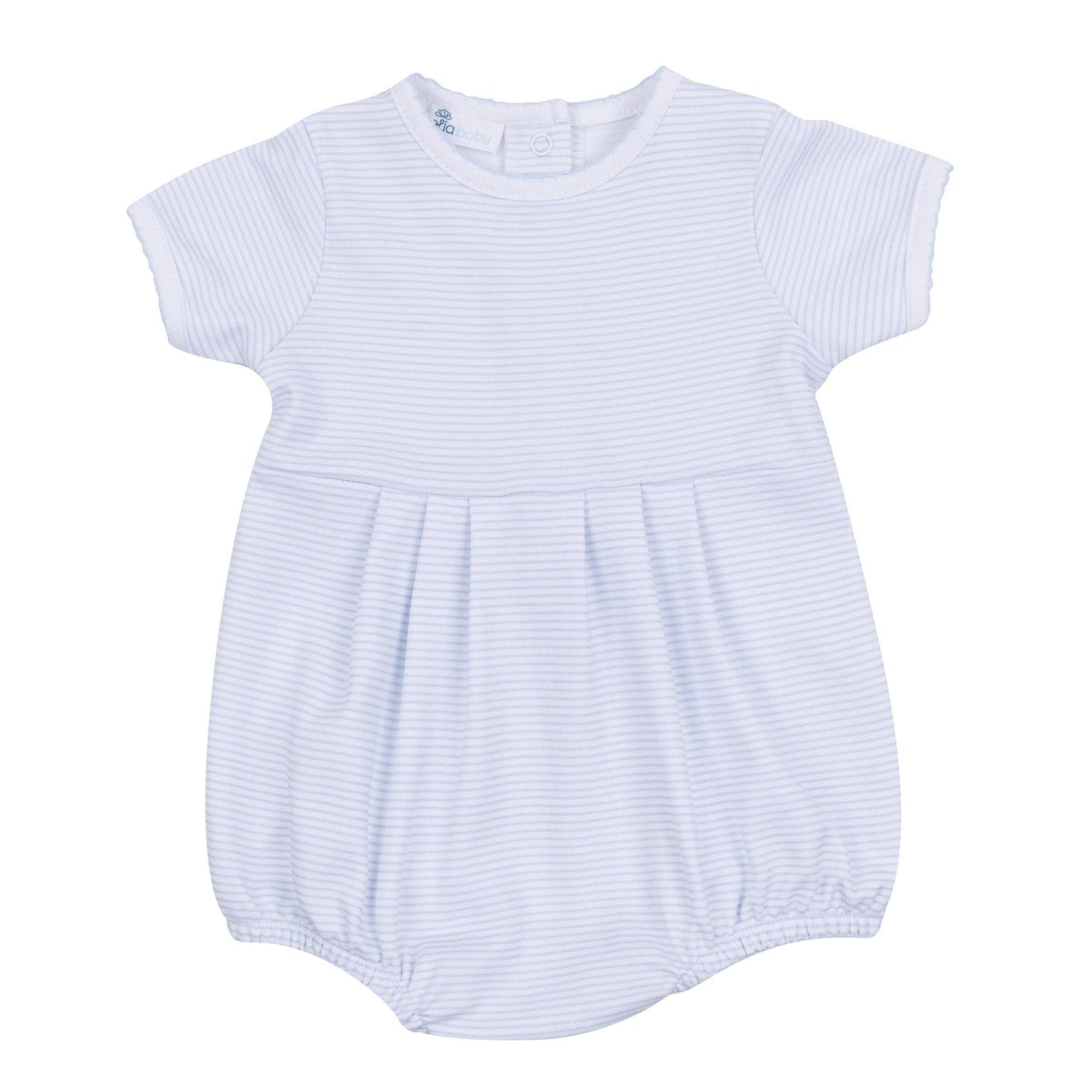 Mini Stripes Short Sleeve Bubble - Light Blue