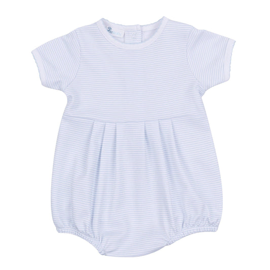 Mini Stripes Short Sleeve Bubble - Light Blue